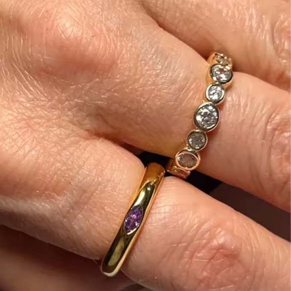 Anthropologie Jewelry - Celeste Gold Bezel Diamond Ring